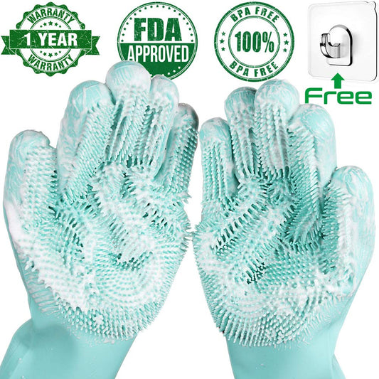 Magic Silicone Dishwashing Rubber Scrub Gloves